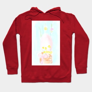 egg, flowers, ribbon, bow, Easter, holiday, decor, spring, watercolor, light Hoodie